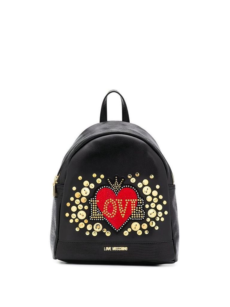 Love Moschino Love embellished heart backpack - Black