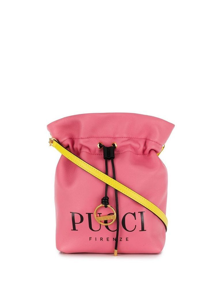 Emilio Pucci Logo Print Drawstring Bucket Bag - PINK