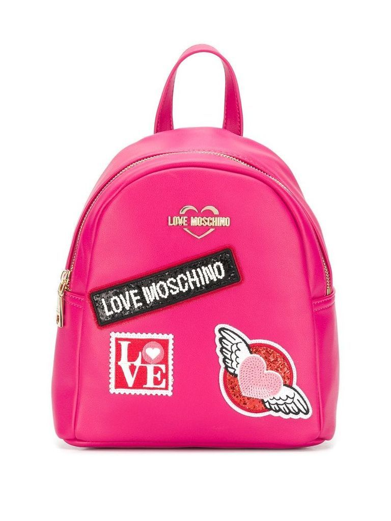 Love Moschino patch detail backpack - PINK