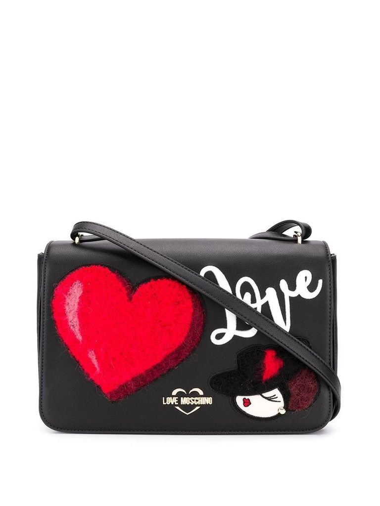 Love Moschino love patch messenger bag - Black
