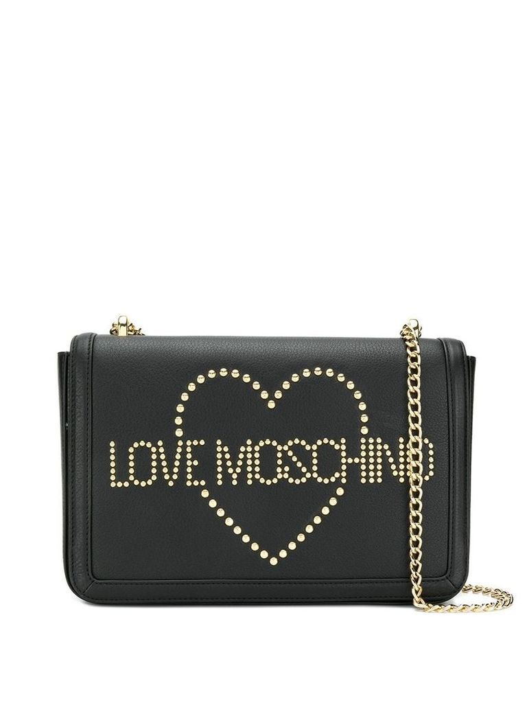 Love Moschino studded detail shoulder bag - Black