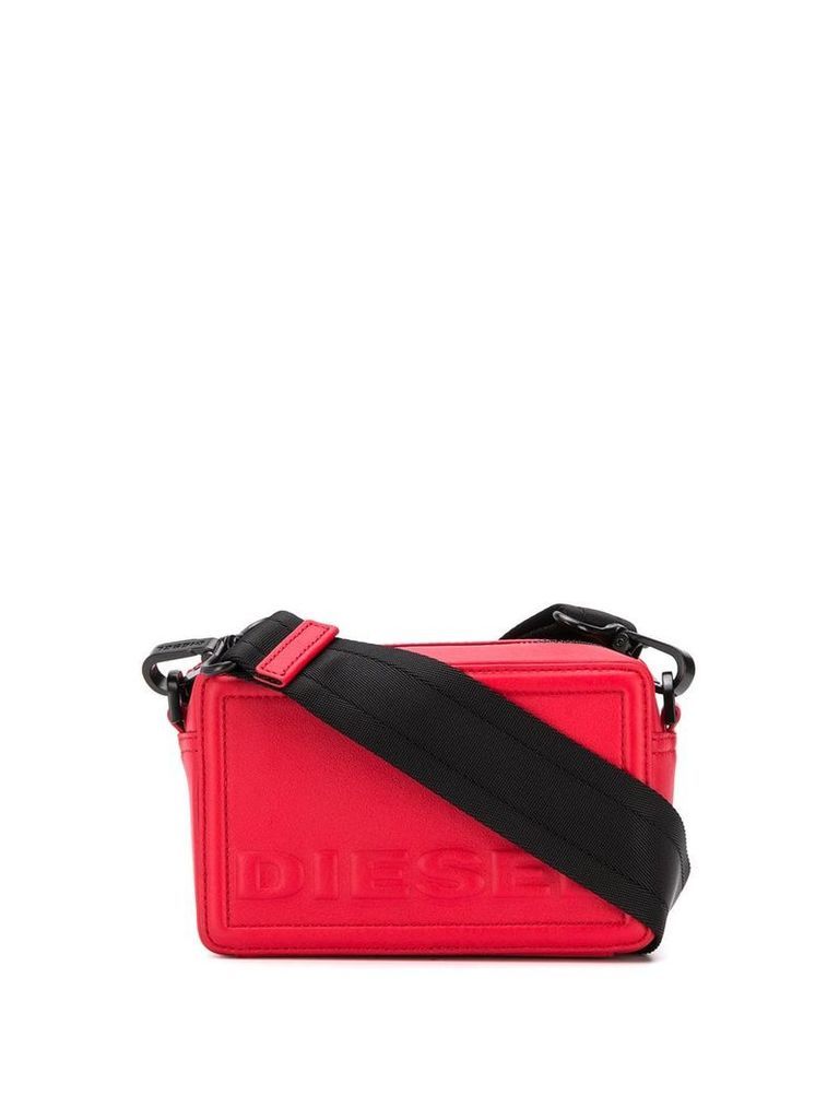 Diesel Square cross-body bag in leather - Red