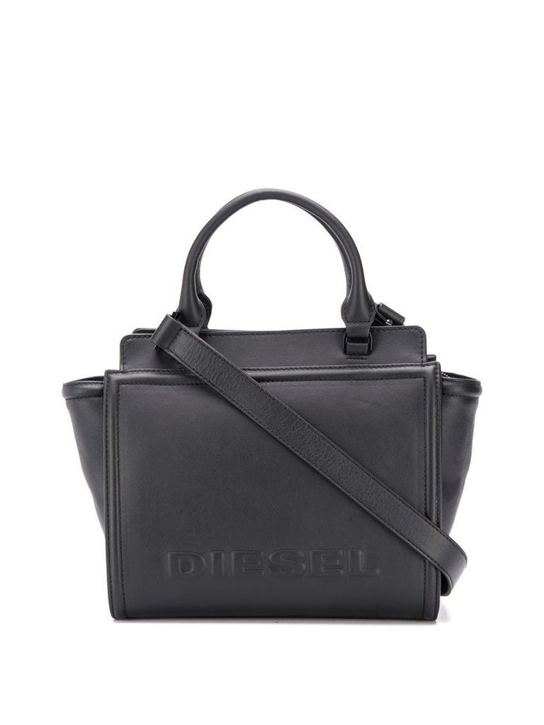 Diesel Leather satchel with embossed logo - Black