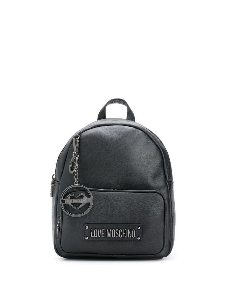 Love Moschino logo plaque backpack - Black