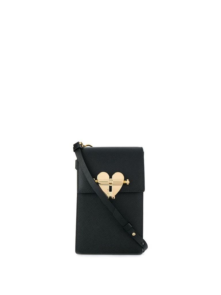Prada heart detail small crossbody bag - Black