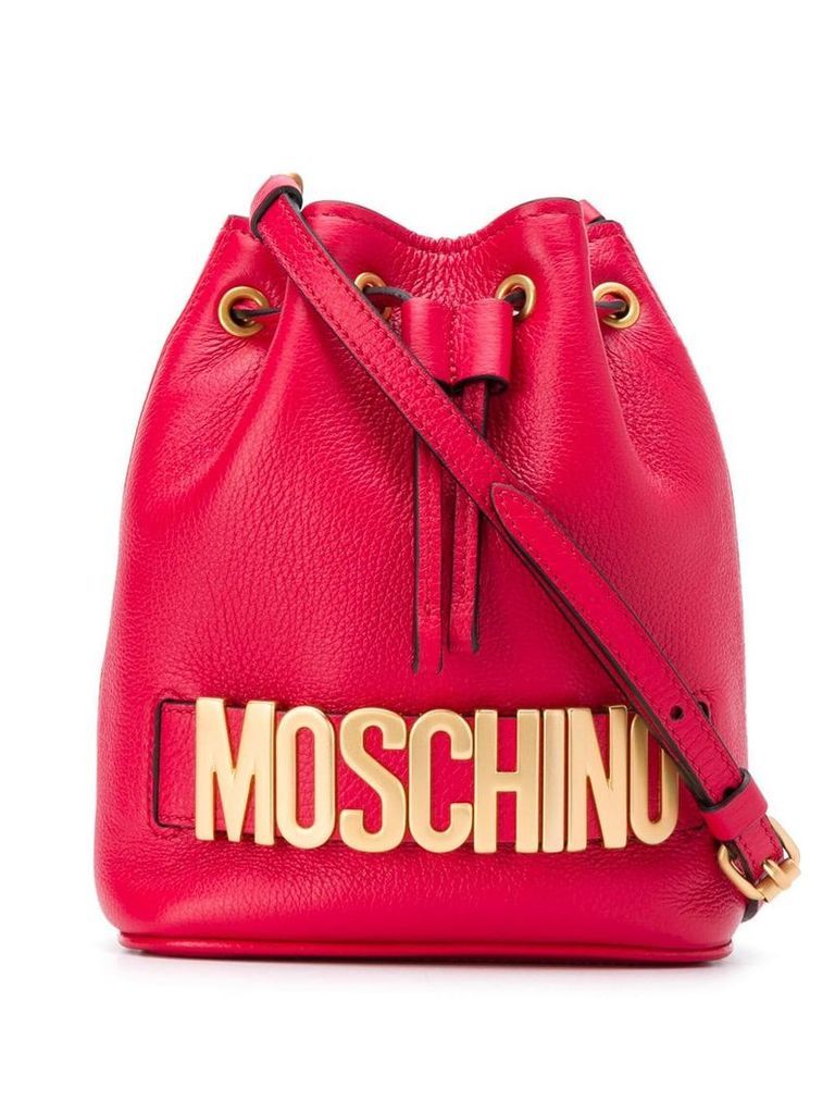 Moschino logo bucket bag - Red