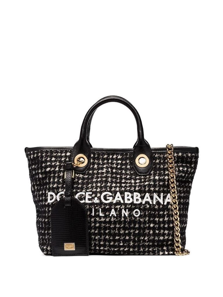Dolce & Gabbana logo tweed shopper tote - Black