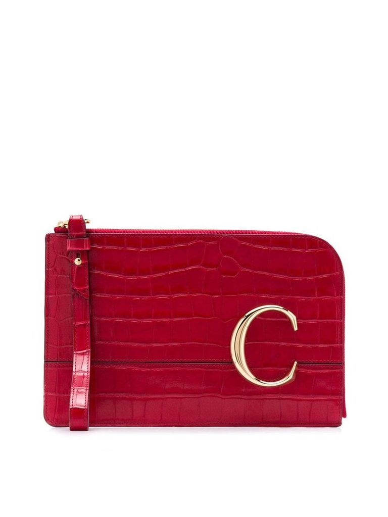 Chloé The C crocodile effect pouch - Red