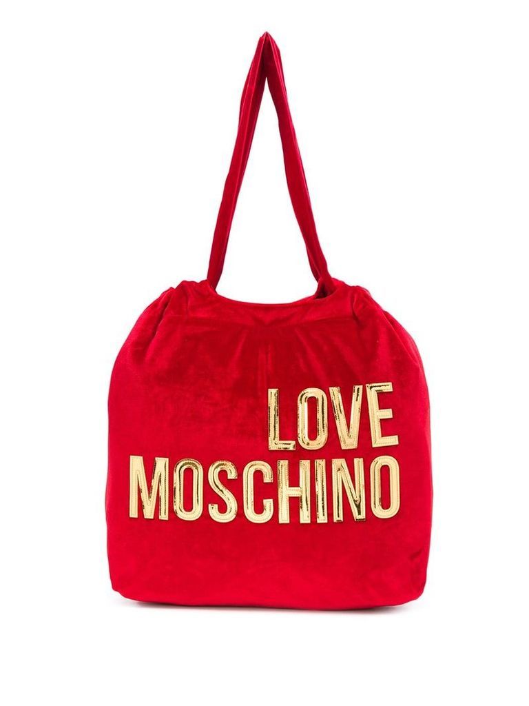 Love Moschino logo printed cotton tote bag - Red