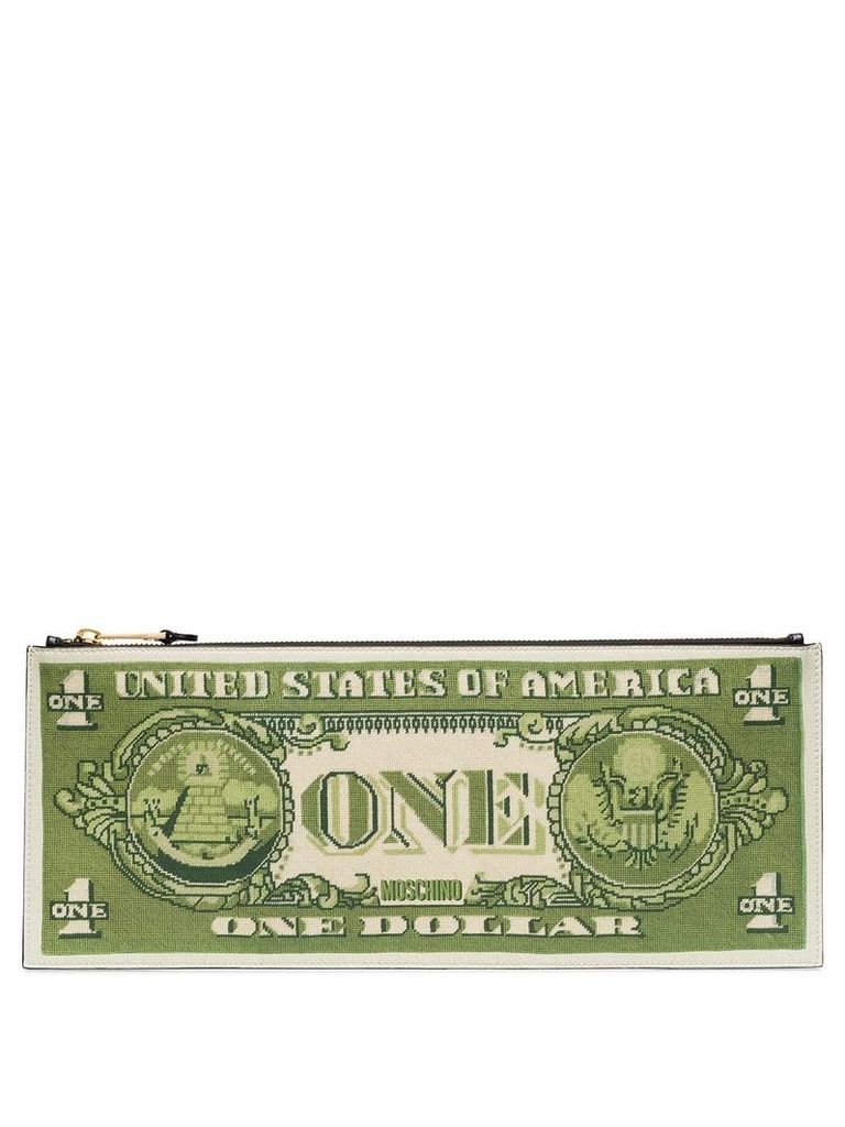 Moschino Dollar Bill clutch bag - Green