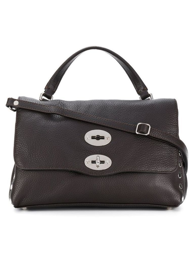 Zanellato foldover satchel with silver-tone hardware details - Brown