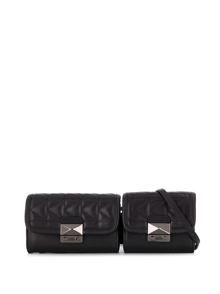 Karl Lagerfeld K/Kuilted double belt bag - Black