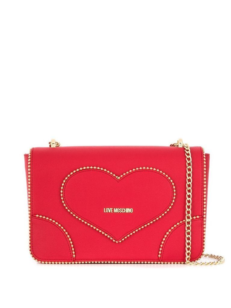 Love Moschino studded shoulder bag - Red