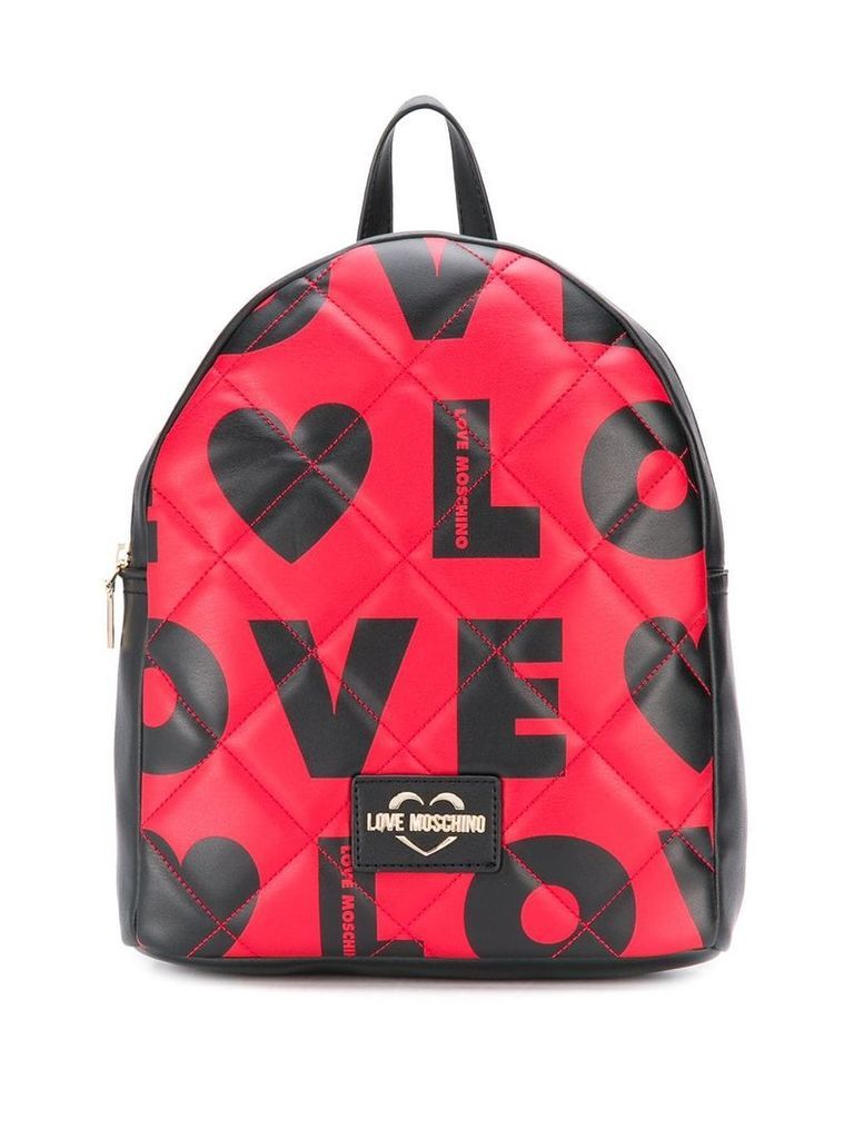 Love Moschino quilted-effect logo print backpack - Black