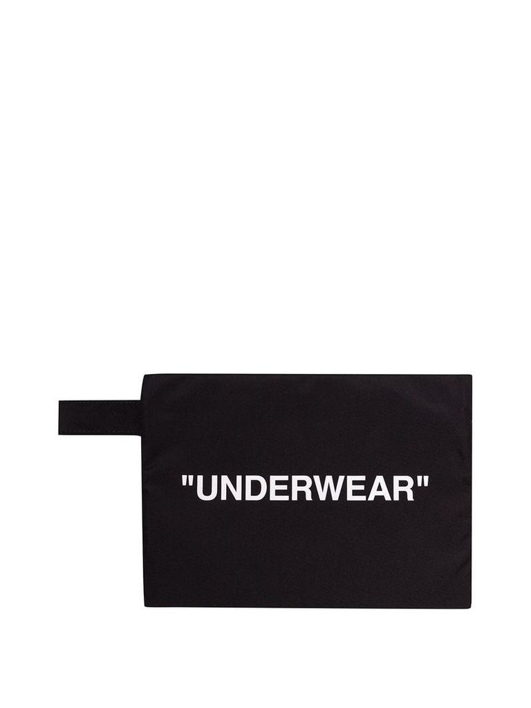 Off-White slogan print travel pouch - Black