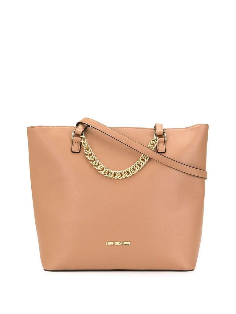 Love Moschino Shopping bag with chain - Brown