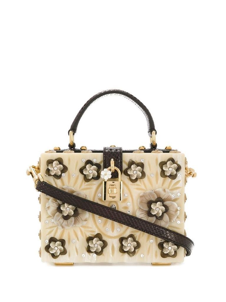 Dolce & Gabbana floral embellished Dolce box bag - Neutrals