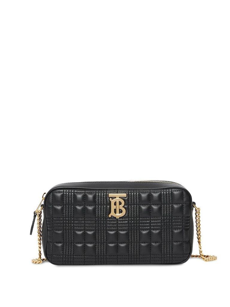 Burberry logo plaque quilted camera bag - Black