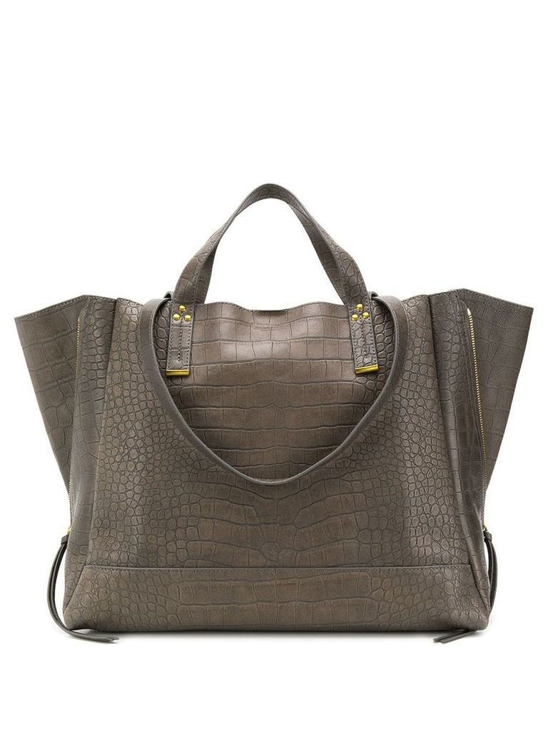 Jérôme Dreyfuss crocodile style embossed tote bag - Grey