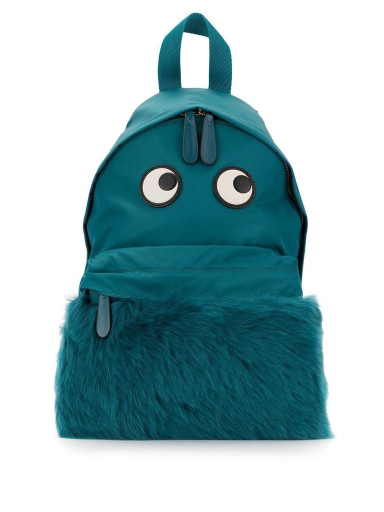 Anya Hindmarch eye shearling backpack - Blue