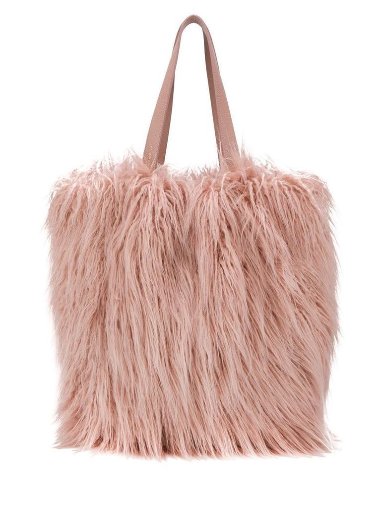 Coccinelle textured furry tote - PINK