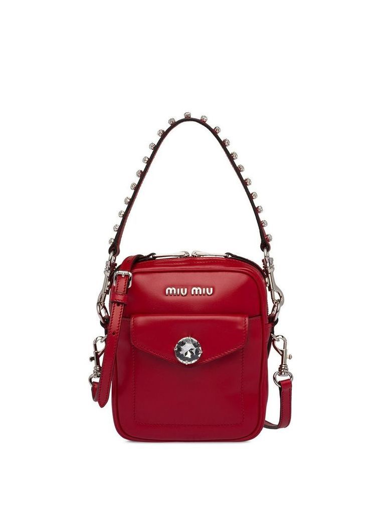 Miu Miu bandoleer crystal embellished bag - Red