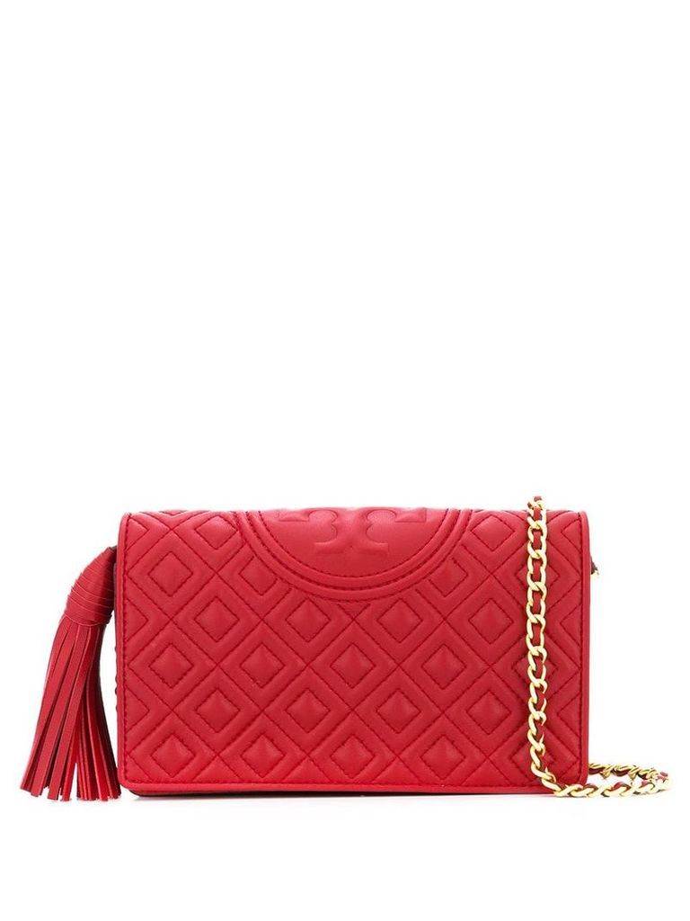 Tory Burch quilted logo crossbody bag - Red
