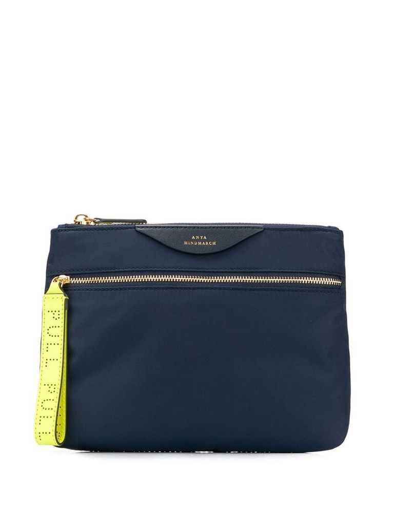 Anya Hindmarch logo embossed pouch - Blue