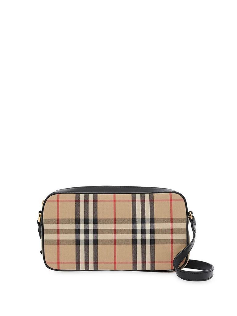 Burberry Small Vintage Check and Leather Camera Bag - Neutrals