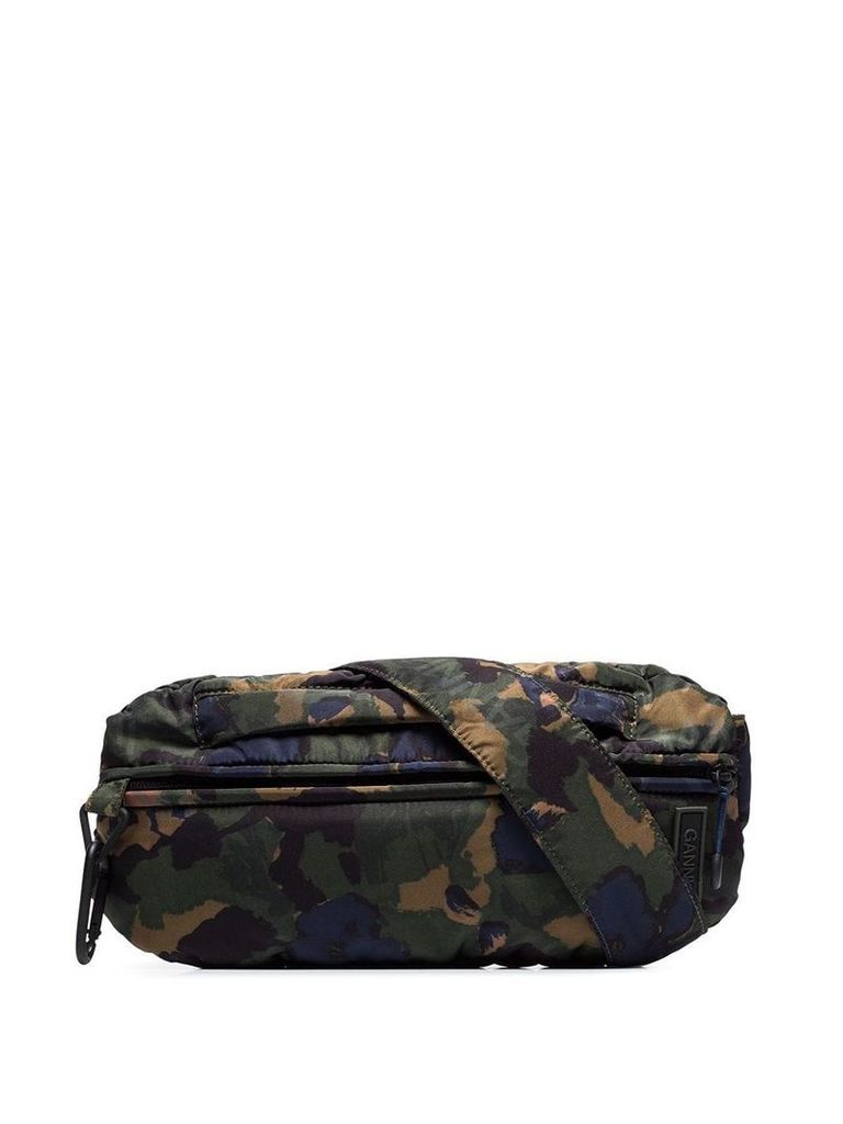 GANNI camo print belt bag - Green