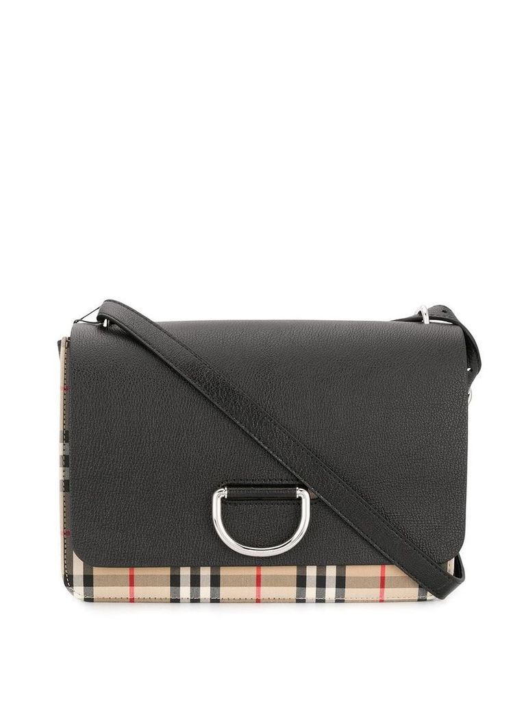 Burberry Medium Vintage Check and Leather D-ring Bag - Black