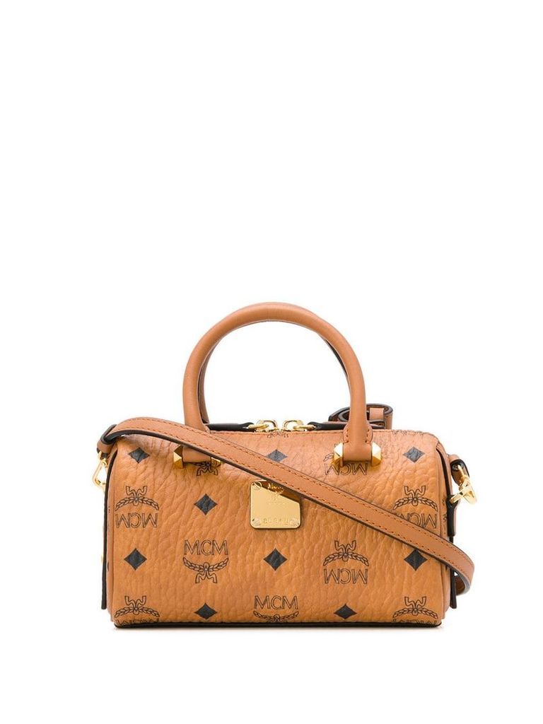 MCM logo print mini bag - Brown