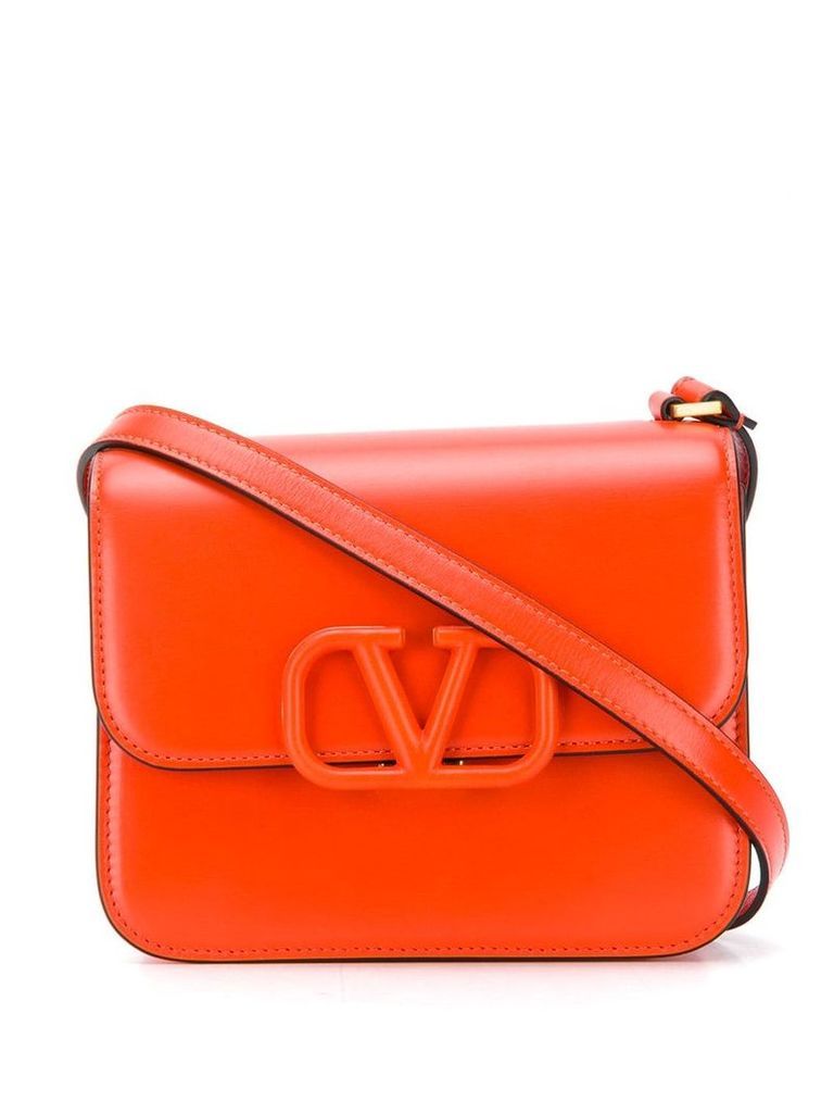 Valentino Valentino Garavani logo plaque crossbody bag - ORANGE