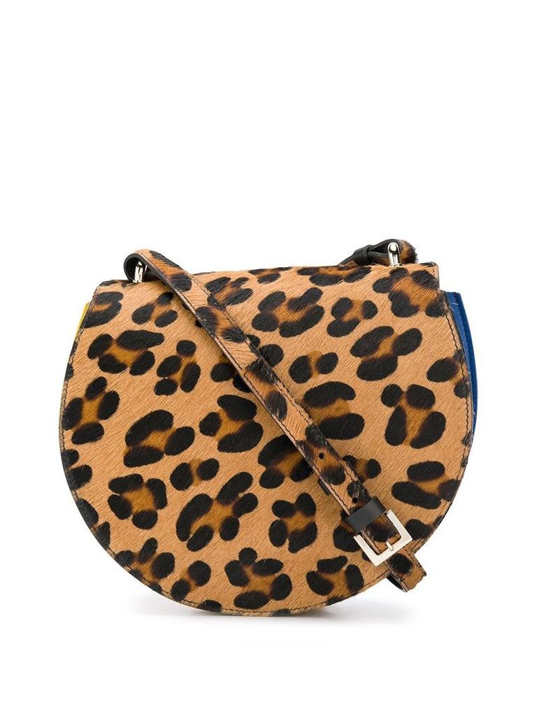 Sara Battaglia leopard panelled shoulder bag - Neutrals