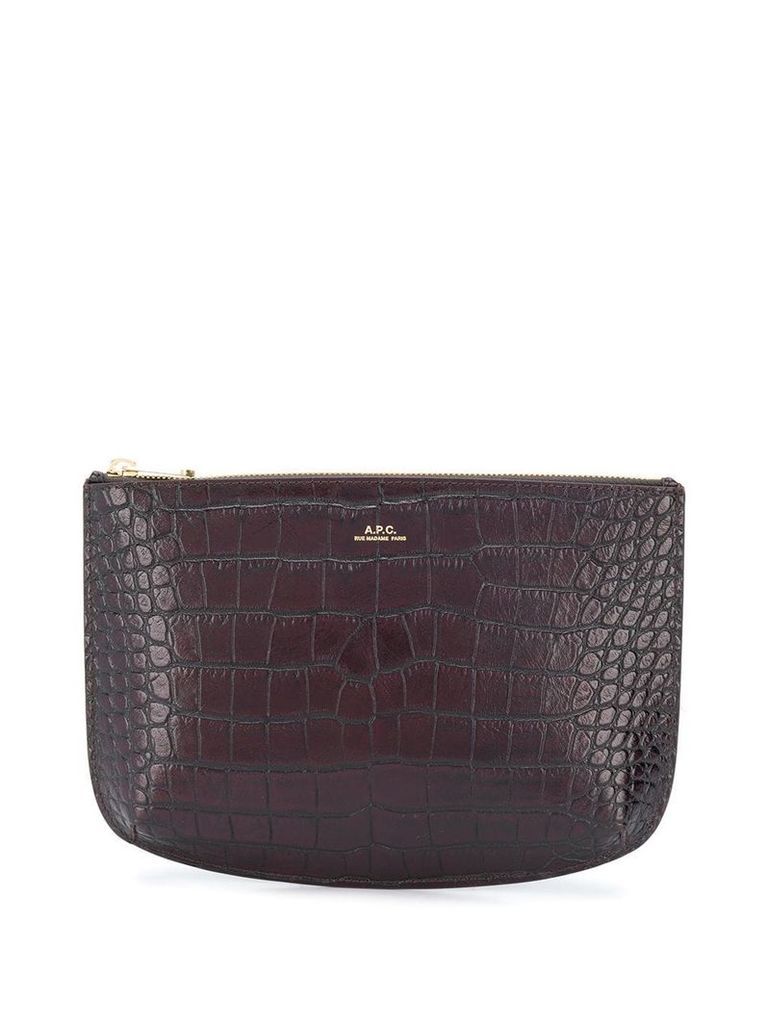 A.P.C. crocodile embossed clutch - Red