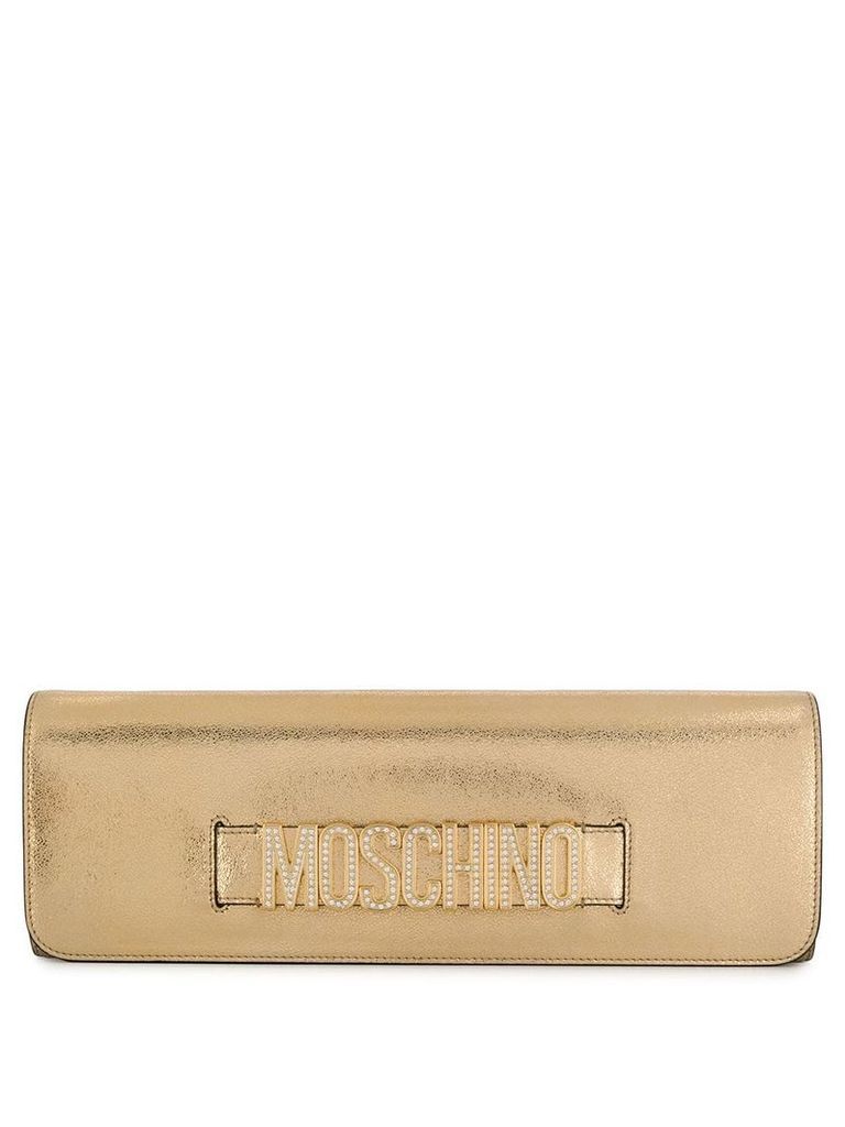 Moschino crystal embellished clutch bag - Gold
