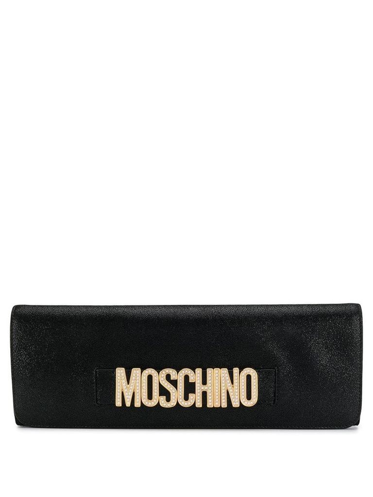 Moschino crystal embellished clutch bag - Black