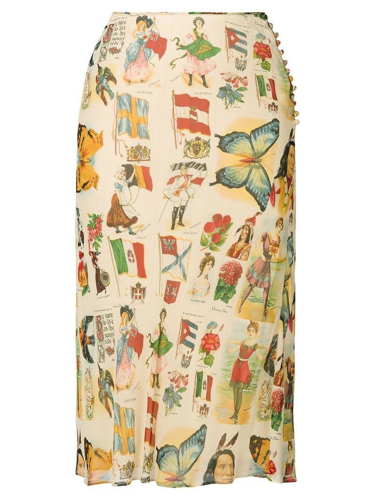 Christian Dior pre-owned multiprinted double layered skirt - NEUTRALS