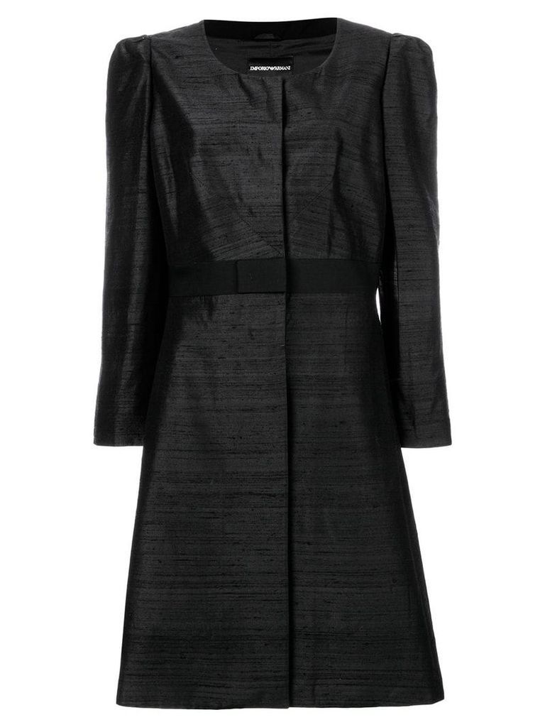 Giorgio Armani Pre-Owned collarless flared coat - Black