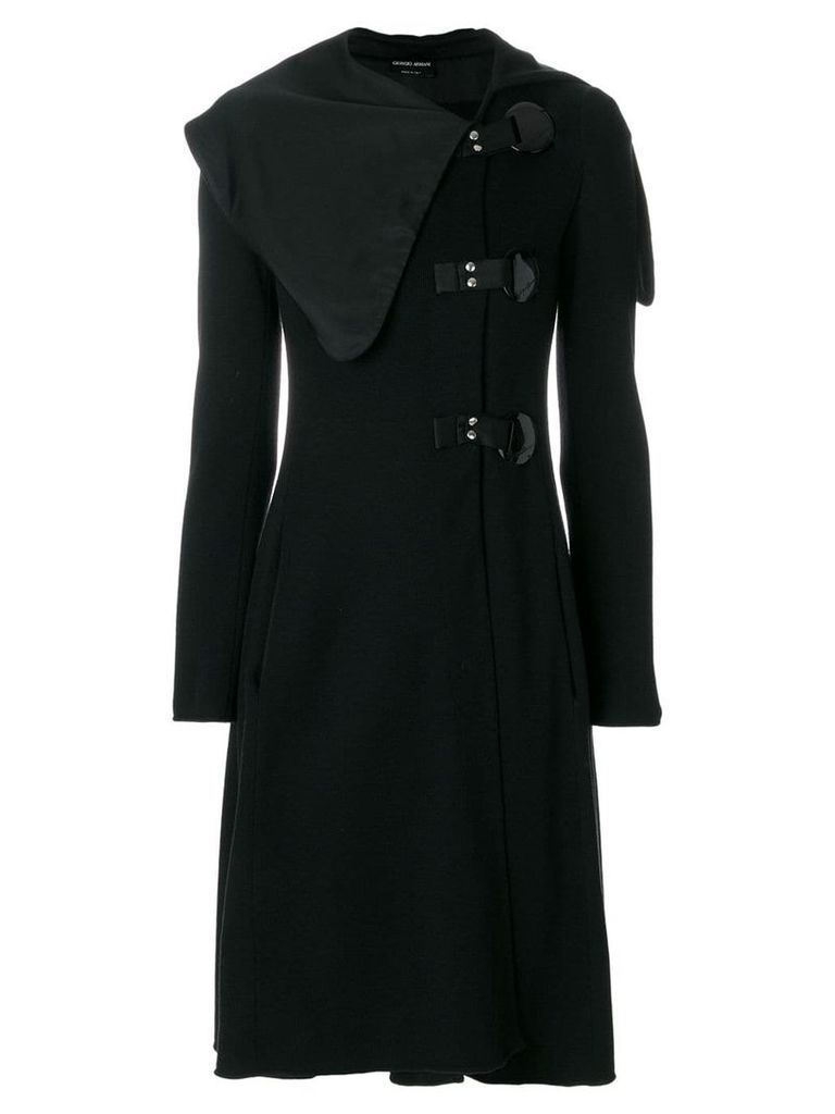 Giorgio Armani Pre-Owned oversized asymmetric lapels coat - Black