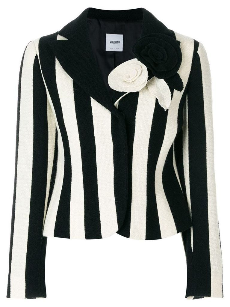 Moschino Pre-Owned flower appliquée striped blazer - Black