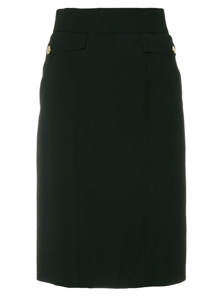 Chanel Pre-Owned flap pockets pencil skirt - Black