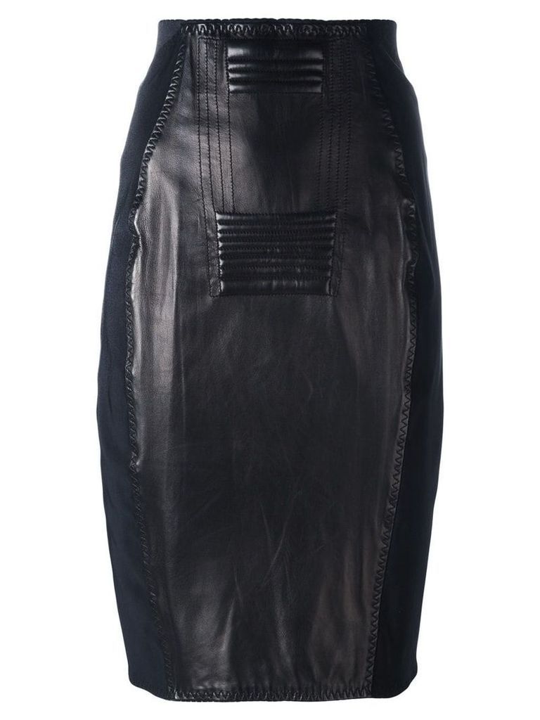 Jean Paul Gaultier Pre-Owned leather panelled skirt - Black