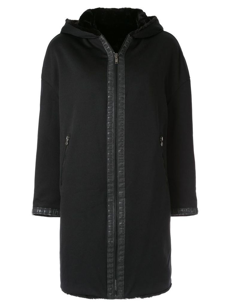 Fendi Pre-Owned hooded zip-up coat - Black