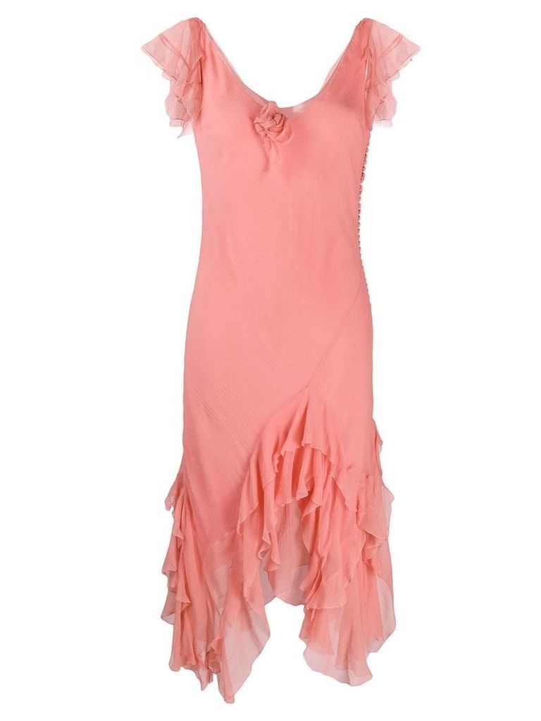 Christian Dior pre-owned ruffled pointy dress - PINK