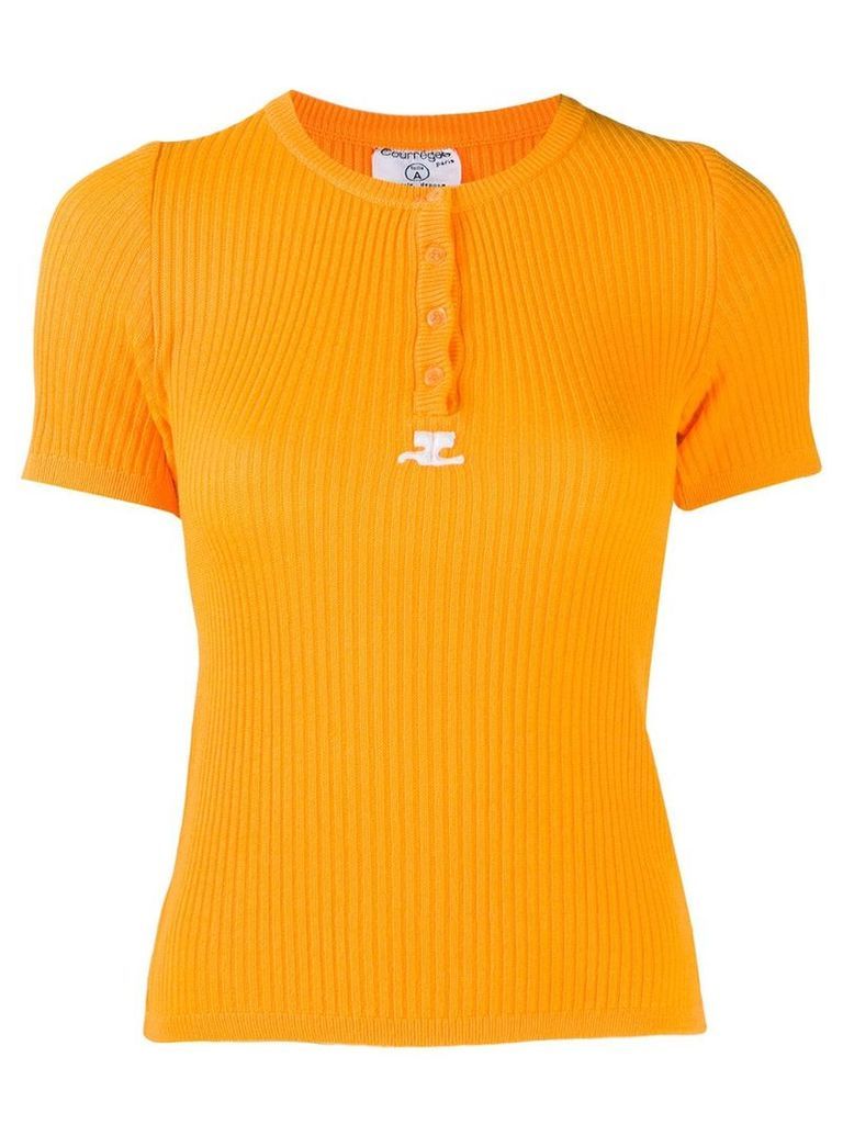 Courrèges Pre-Owned knitted ribbed T-shirt - ORANGE