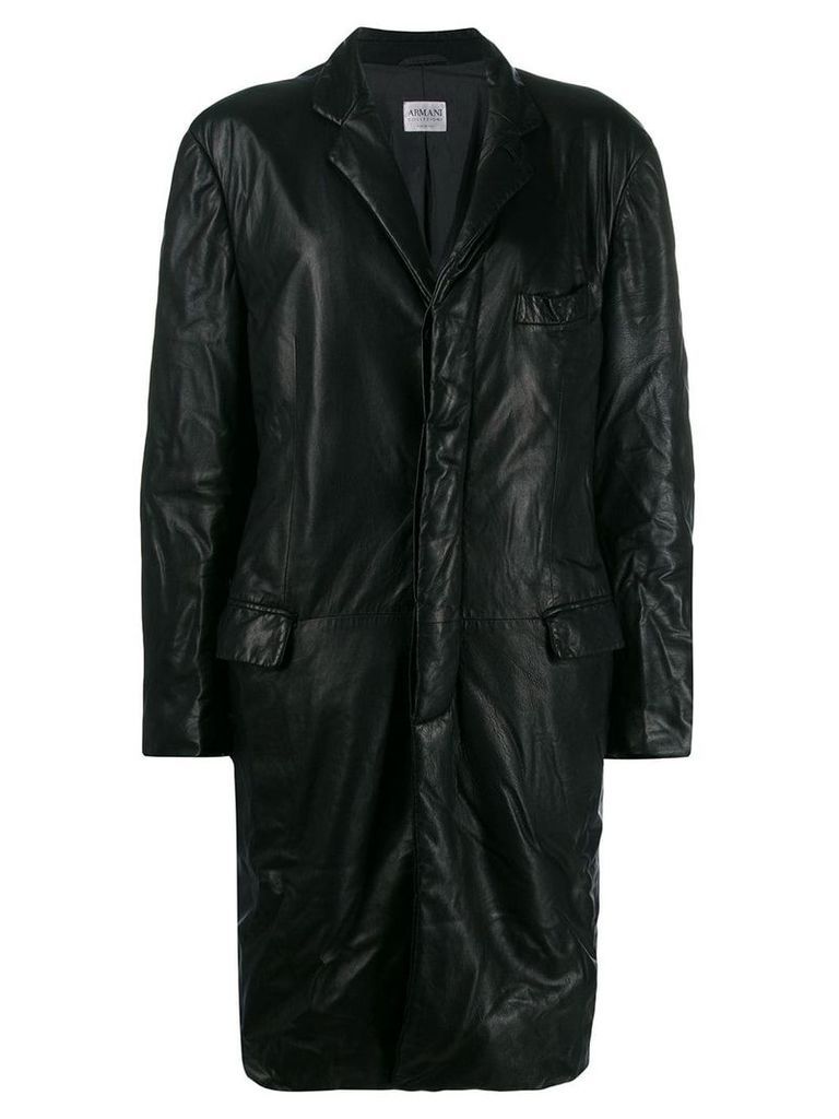 Giorgio Armani Pre-Owned 1990's crinkled effect coat - Black
