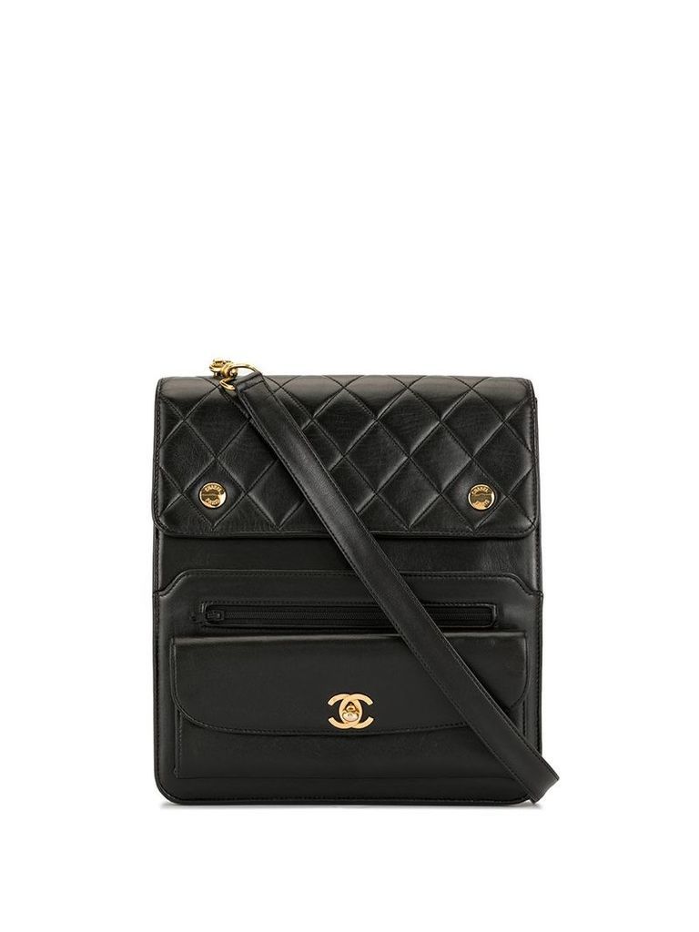 Chanel Pre-Owned diamond quilted flap work bag - Black