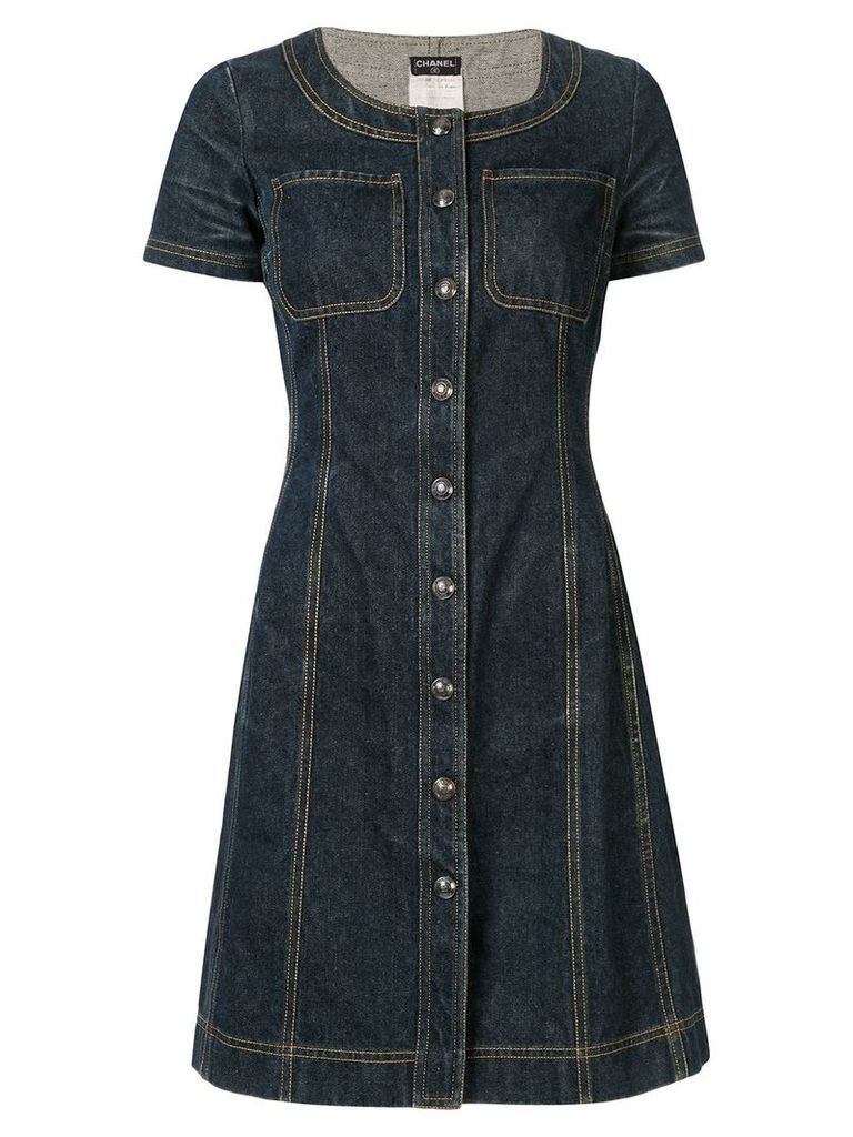 Chanel Pre-Owned shortsleeved buttoned denim dress - Blue