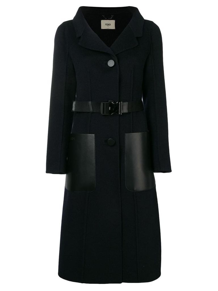 Fendi belted single-breasted coat - Black